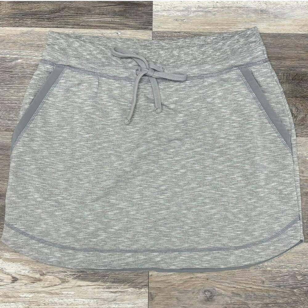 Athleta Techie Terry‎ Space Dye Gray S Drawstring Pull On Mini Athletic Skirt